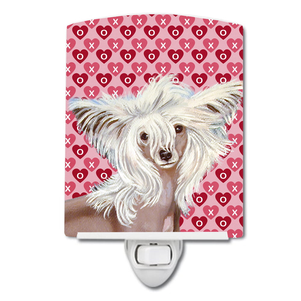 Chinese Crested Hearts Love & Valentines Day Portrait Ceramic Night Light