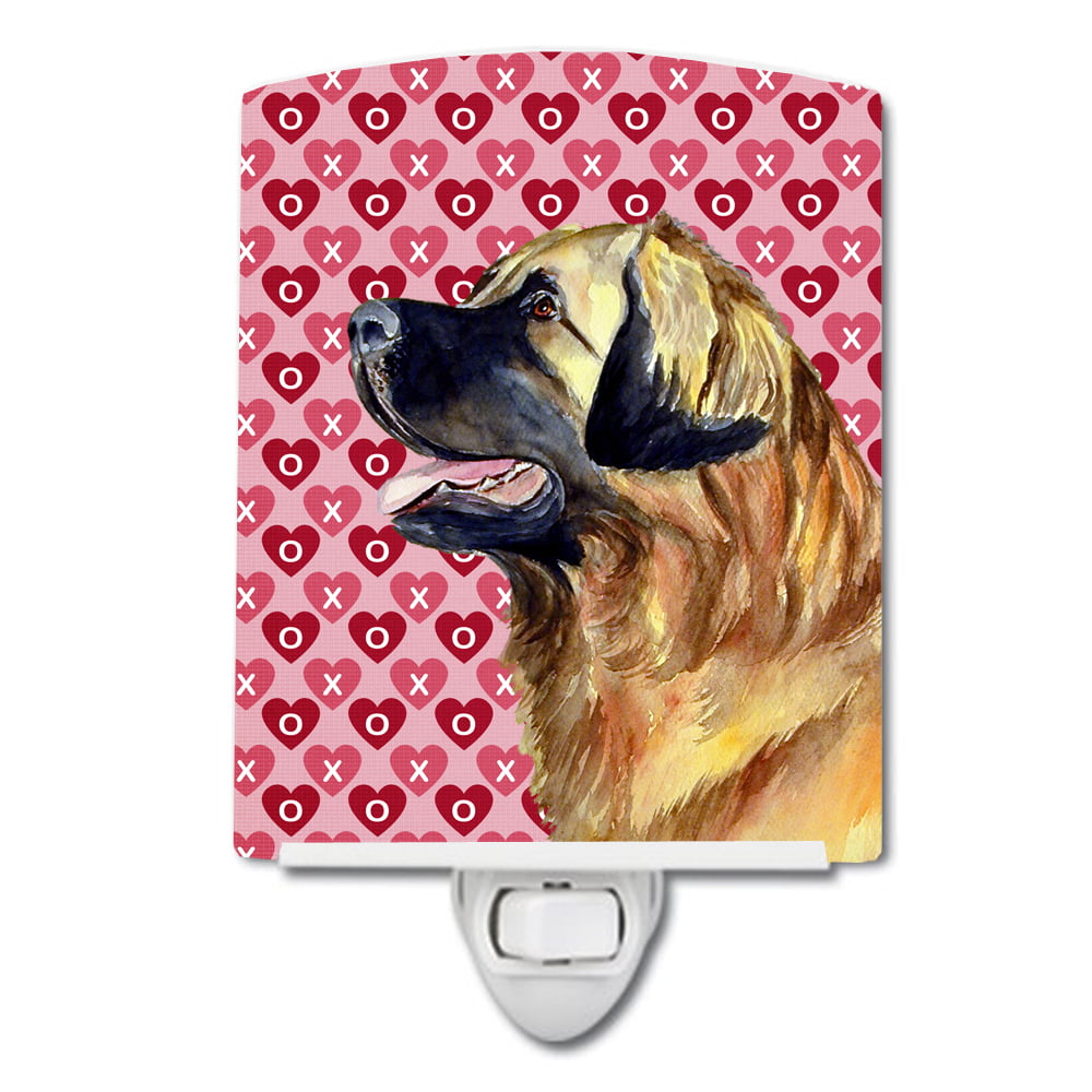 Leonberger Hearts Love & Valentines Day Portrait Ceramic Night Light