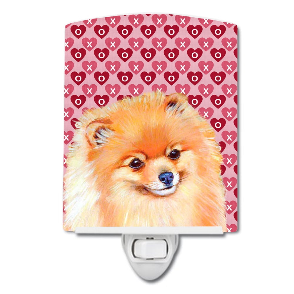 Pomeranian Hearts Love & Valentines Day Portrait Ceramic Night Light