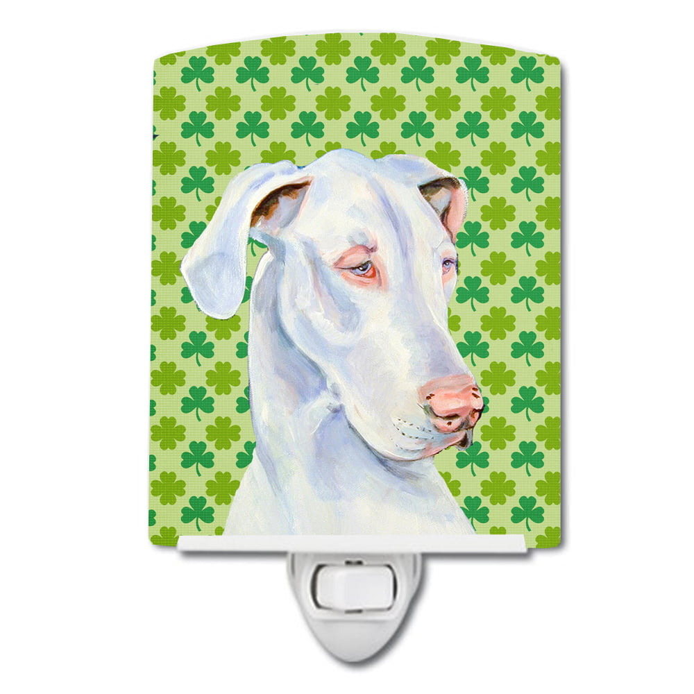 Great Dane St. Patricks Day Shamrock Portrait Ceramic Night Light