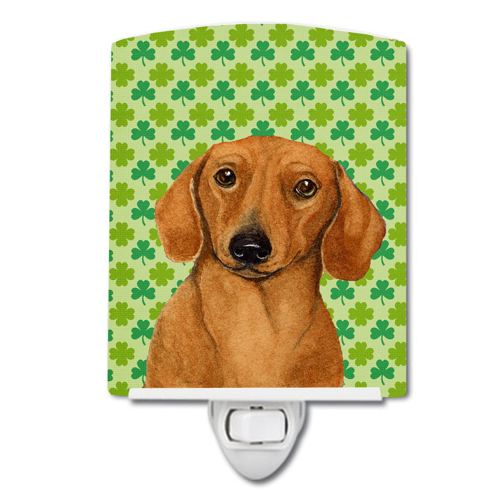Dachshund St. Patricks Day Shamrock Portrait Ceramic Night Light
