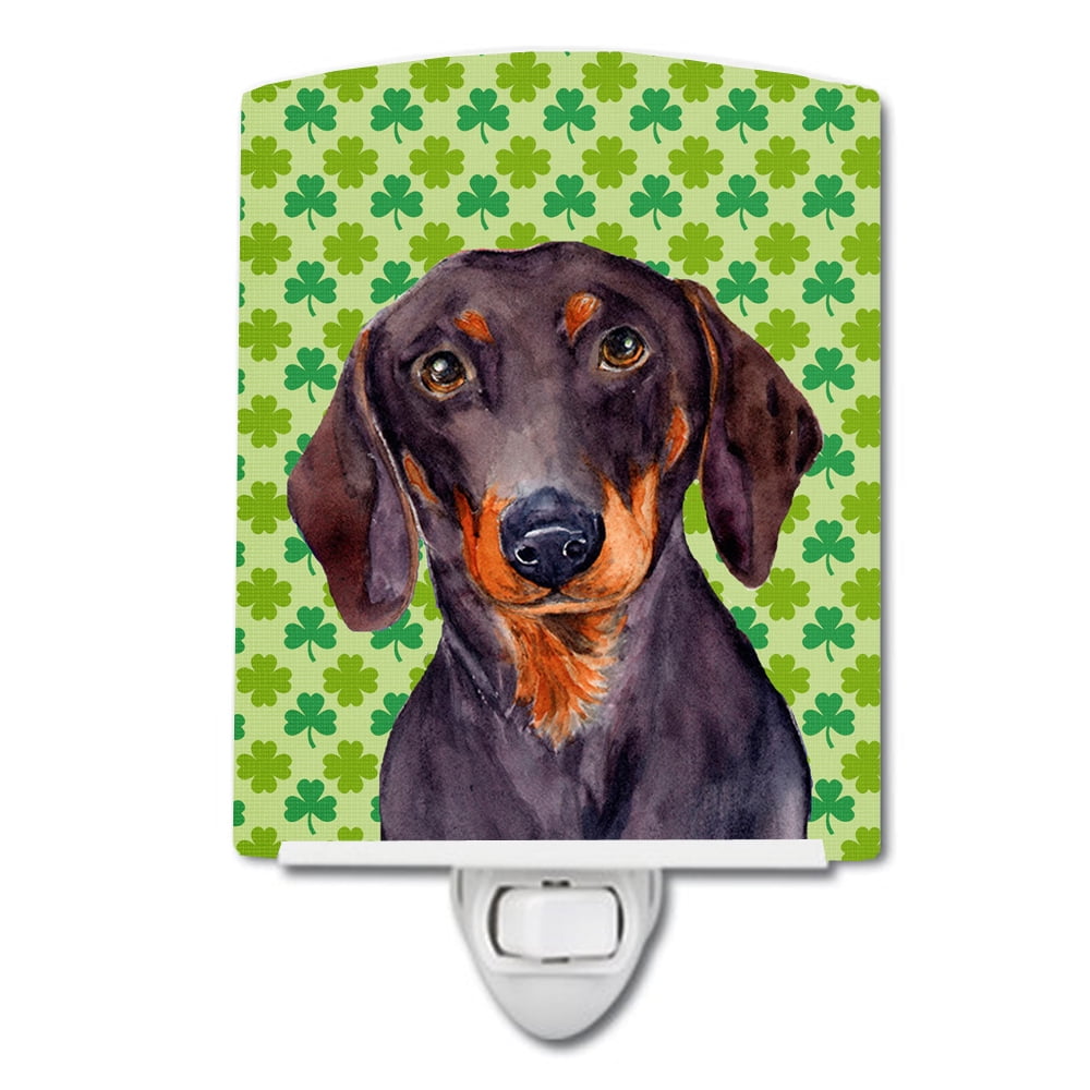 Dachshund St. Patricks Day Shamrock Portrait Ceramic Night Light
