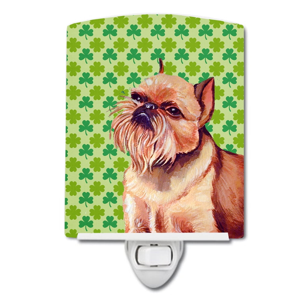 Brussels Griffon St. Patricks Day Shamrock Portrait Ceramic Night Light