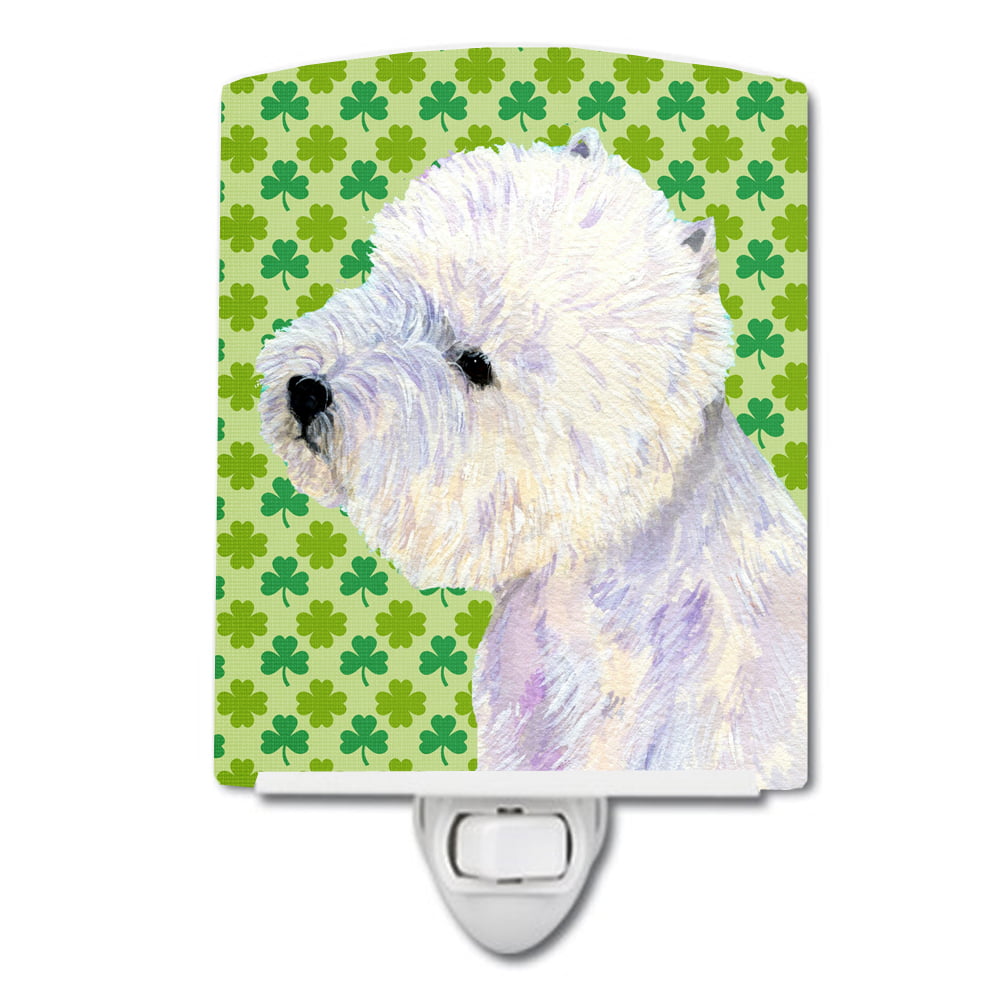 Westie St. Patricks Day Shamrock Portrait Ceramic Night Light