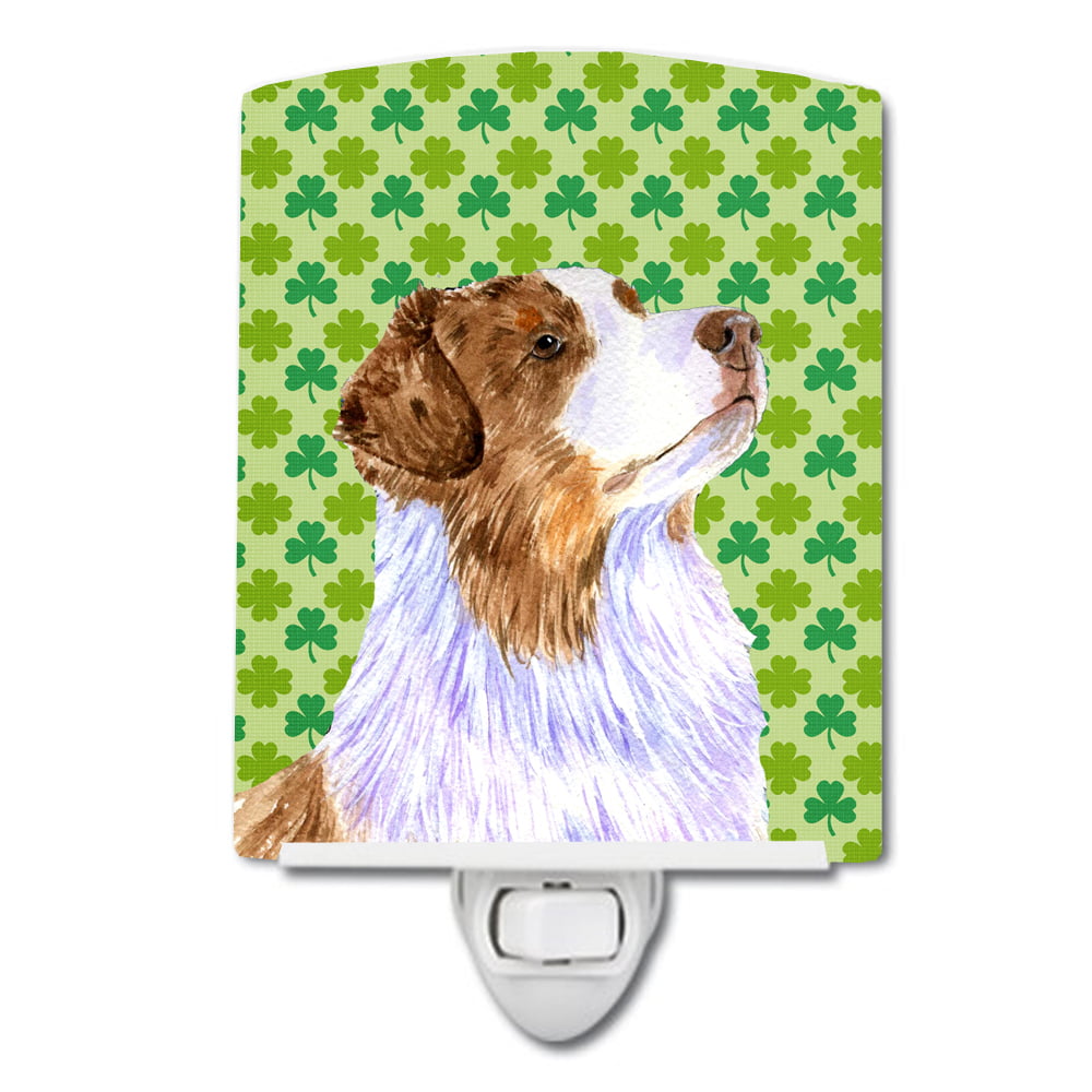 Australian Shepherd St. Patricks Day Shamrock Ceramic Night Light