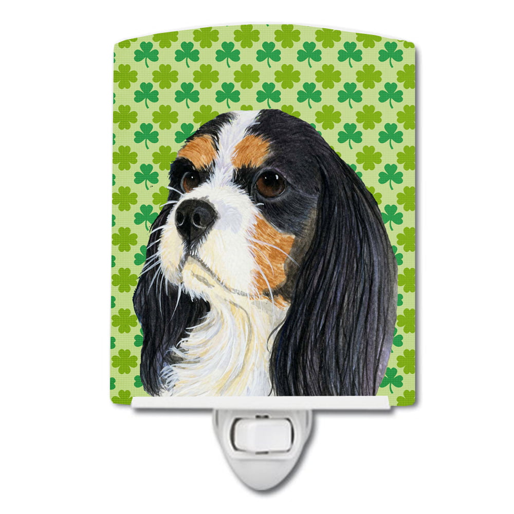 Cavalier Spaniel St. Patricks Day Shamrock Portrait Ceramic Night Light