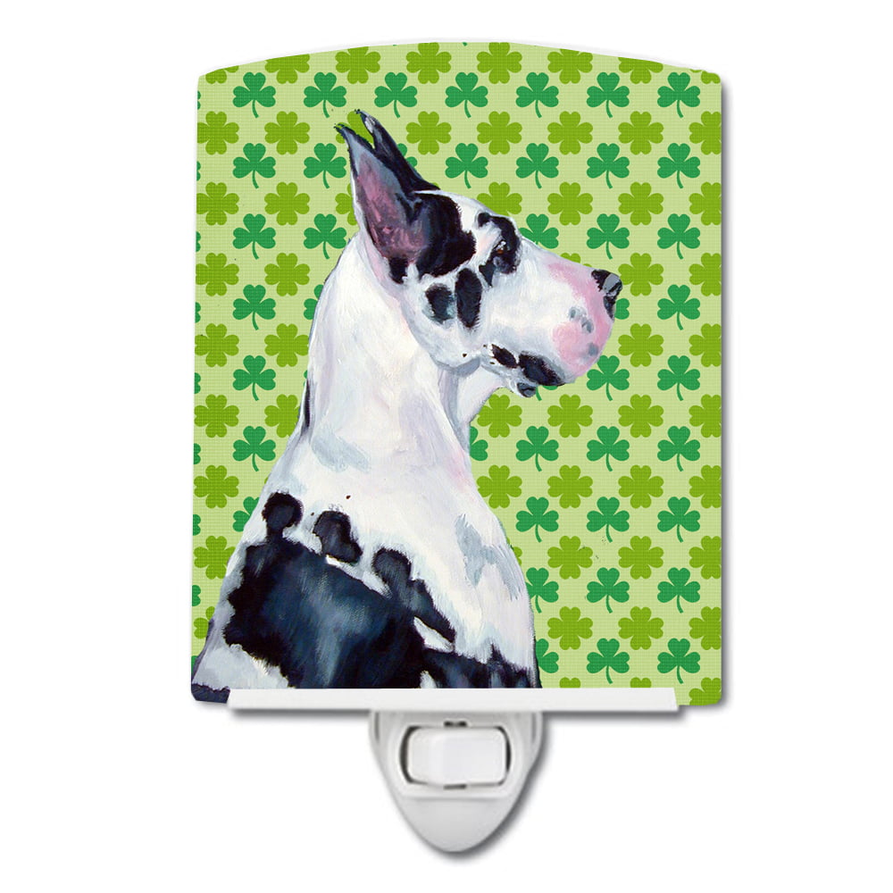 Great Dane St. Patricks Day Shamrock Portrait Ceramic Night Light