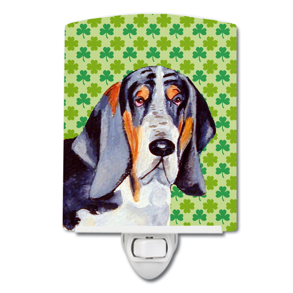 Basset Hound St. Patricks Day Shamrock Portrait Ceramic Night Light