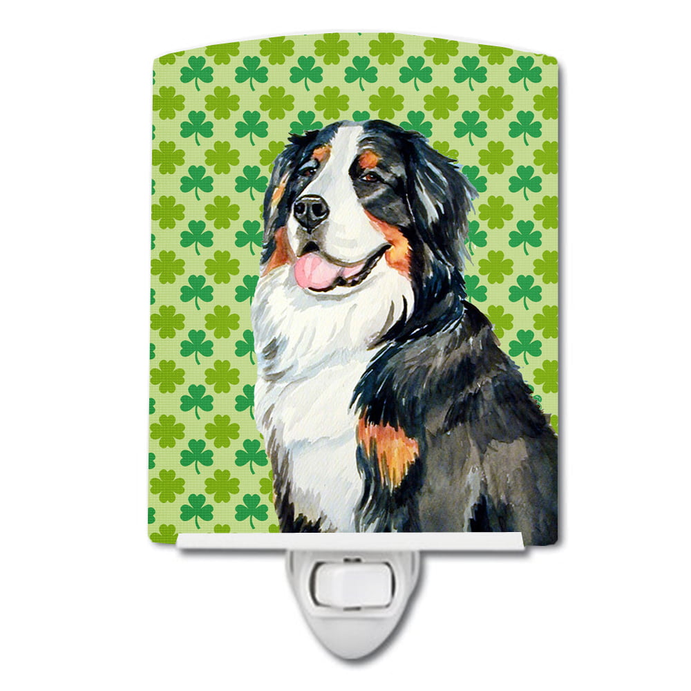 Bernese Mountain Dog St. Patricks Day Shamrock Portrait Ceramic Night Light