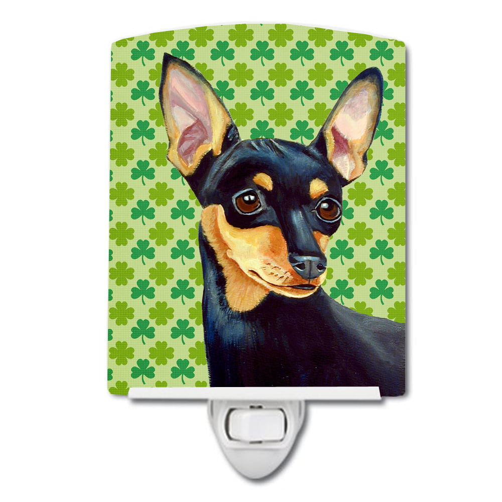 Min Pin St. Patricks Day Shamrock Portrait Ceramic Night Light