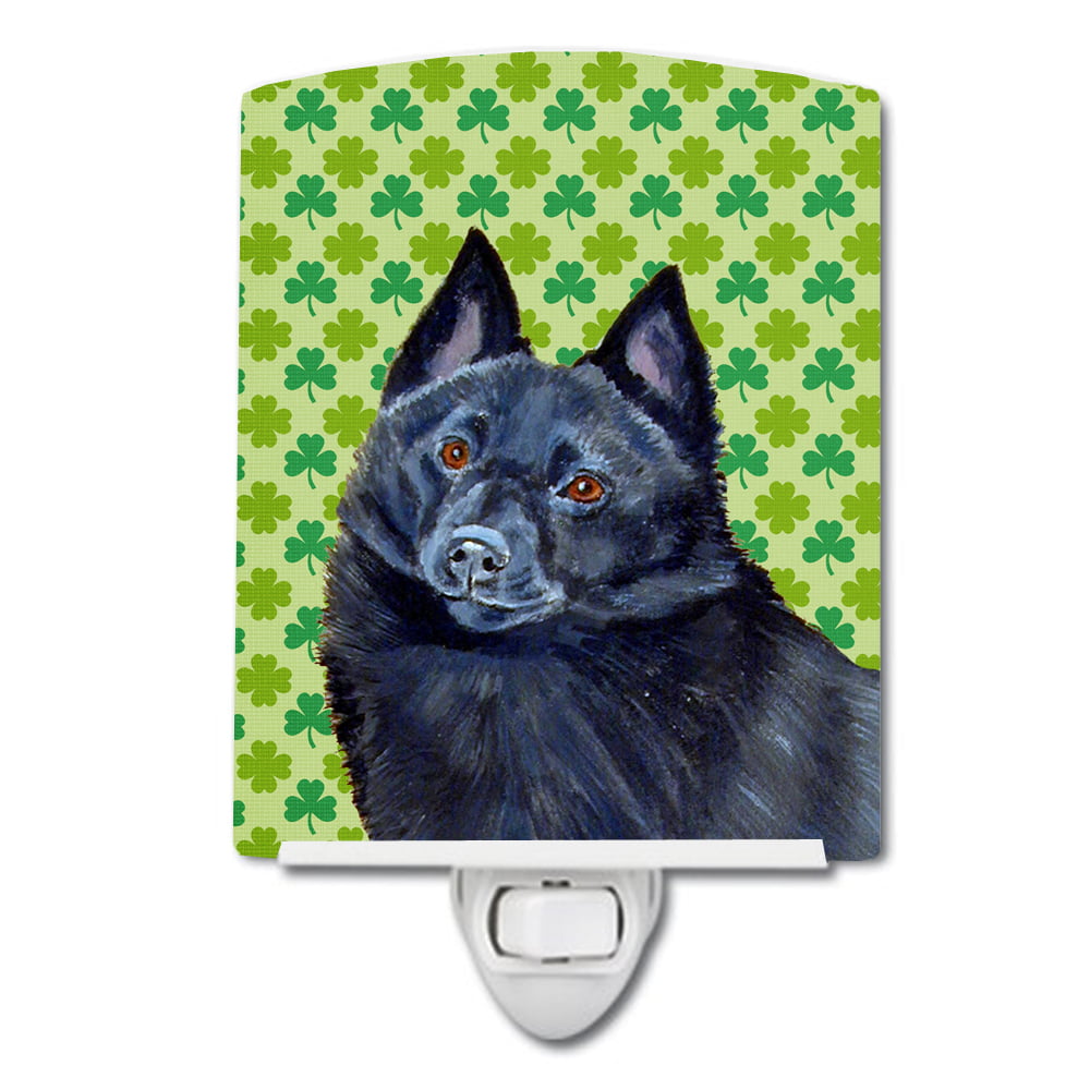 Schipperke St. Patricks Day Shamrock Portrait Ceramic Night Light
