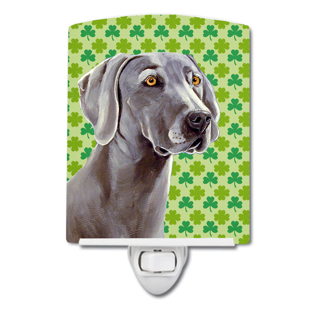 Weimaraner St. Patricks Day Shamrock Portrait Ceramic Night Light