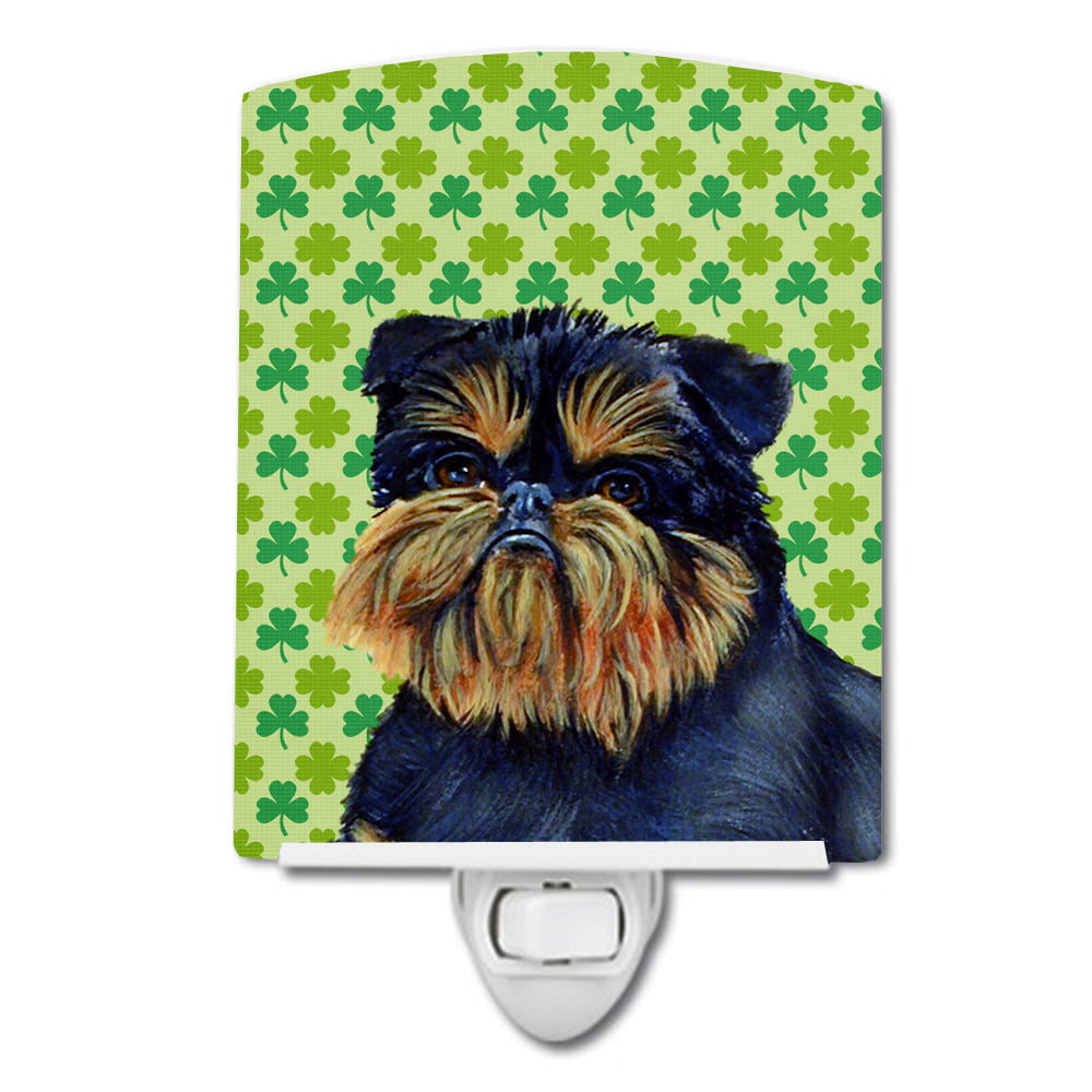 Brussels Griffon St. Patricks Day Shamrock Portrait Ceramic Night Light