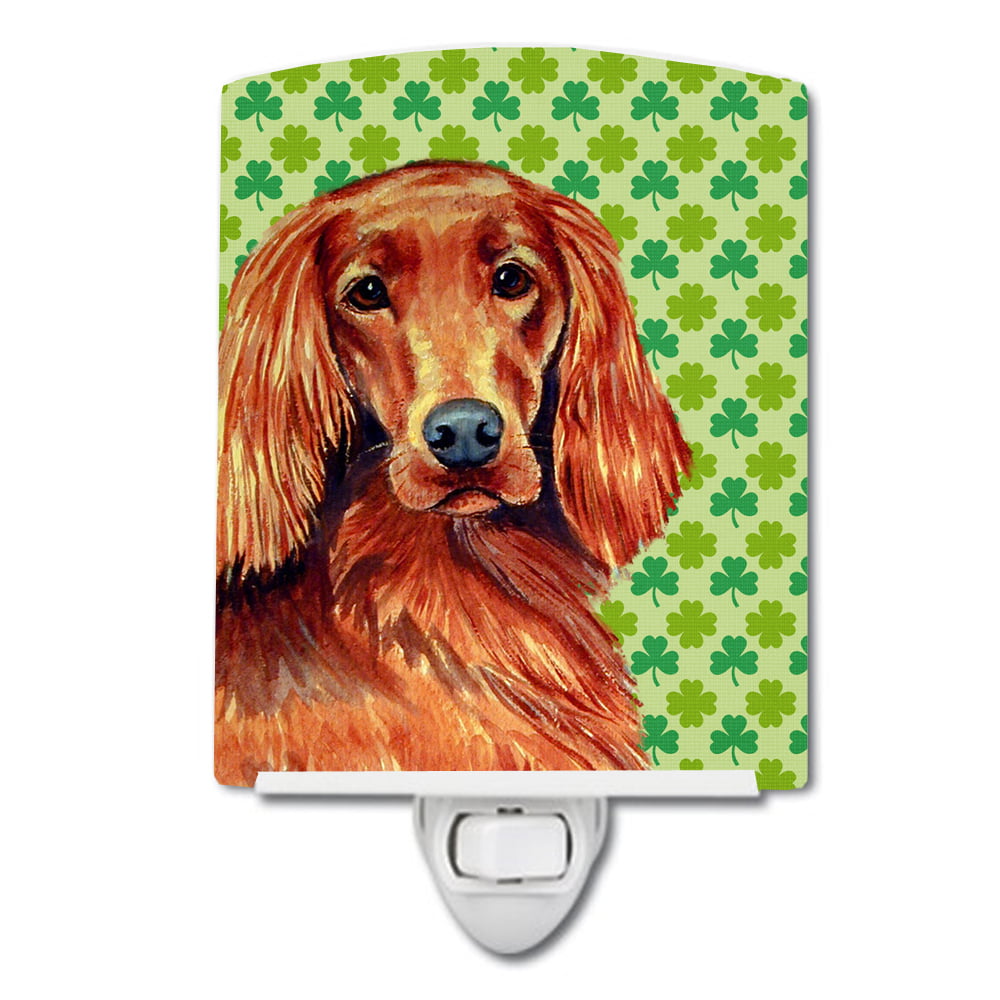 Irish Setter St. Patricks Day Shamrock Portrait Ceramic Night Light