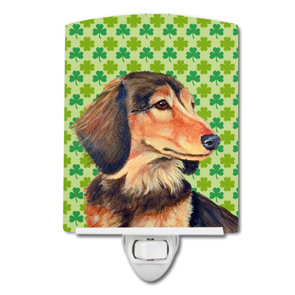 Dachshund St. Patricks Day Shamrock Portrait Ceramic Night Light