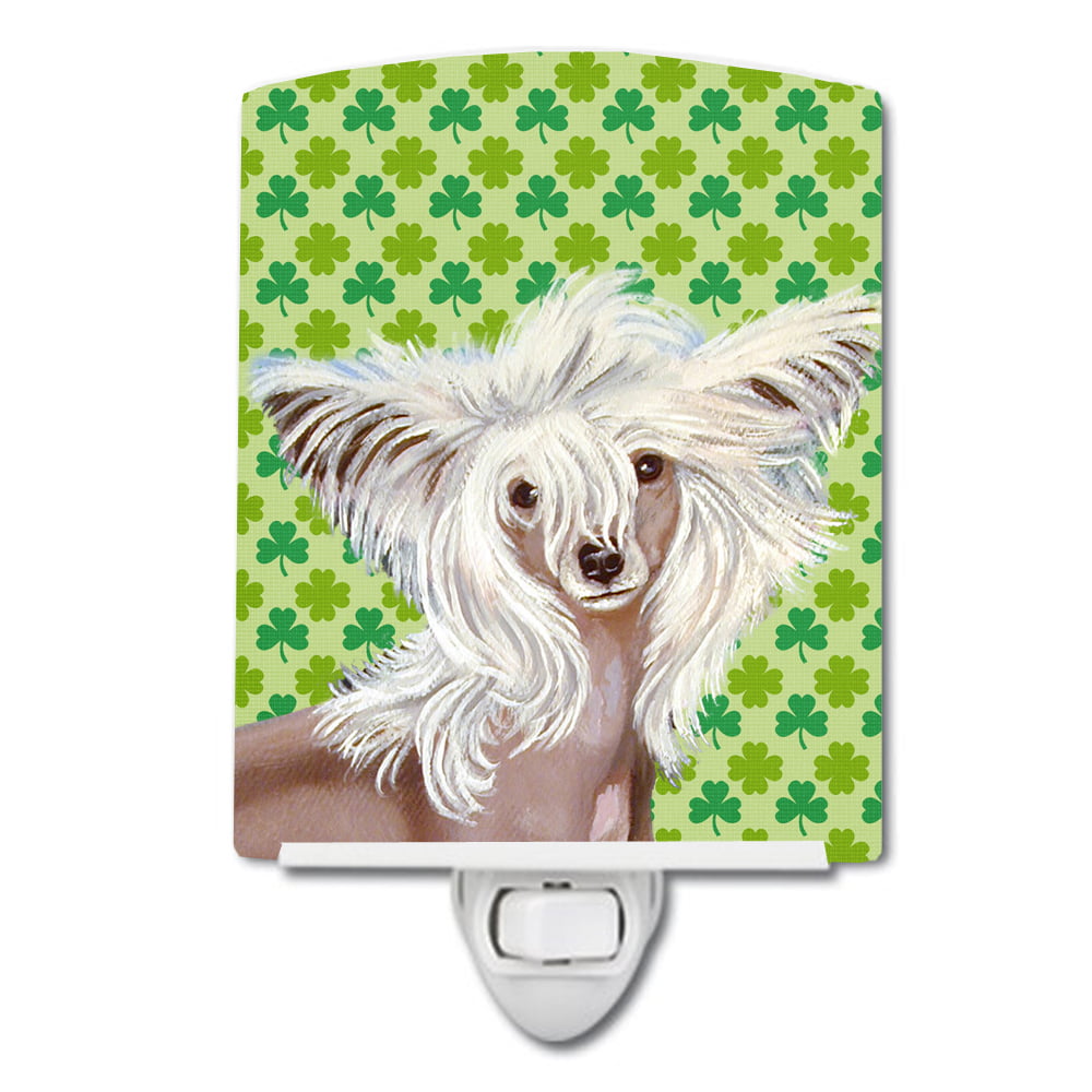 Chinese Crested St. Patricks Day Shamrock Portrait Ceramic Night Light