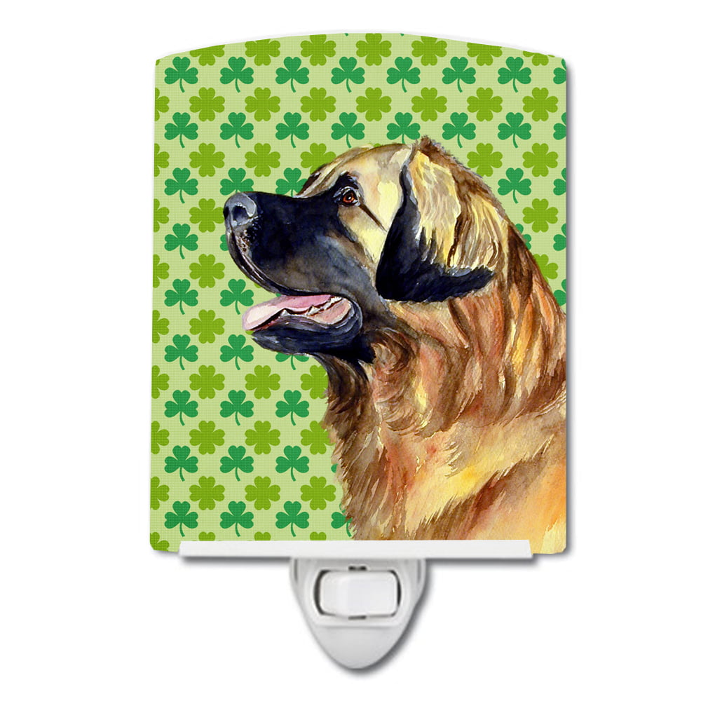 Leonberger St. Patricks Day Shamrock Portrait Ceramic Night Light