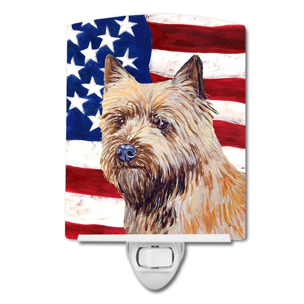 USA American Flag with Cairn Terrier Ceramic Night Light