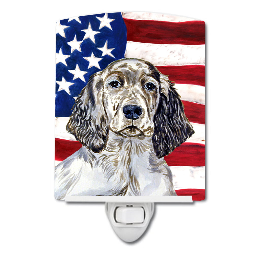 USA American Flag with English Setter Ceramic Night Light
