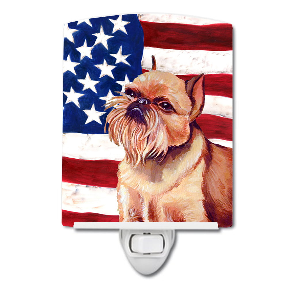 USA American Flag with Brussels Griffon Ceramic Night Light