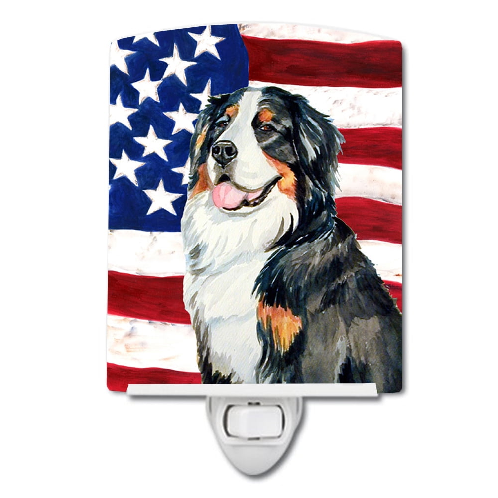 USA American Flag with Bernese Mountain Dog Ceramic Night Light