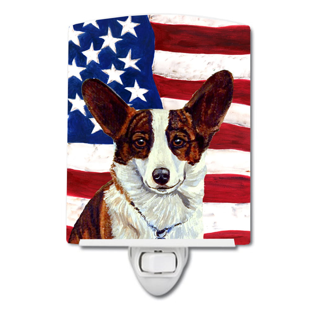 USA American Flag with Corgi Ceramic Night Light