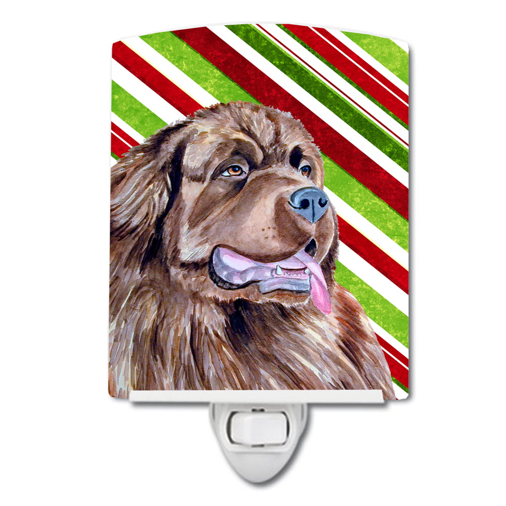 Newfoundland Candy Cane Holiday Christmas Ceramic Night Light