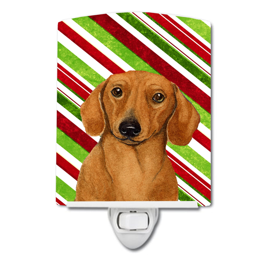 Dachshund Candy Cane Holiday Christmas Ceramic Night Light