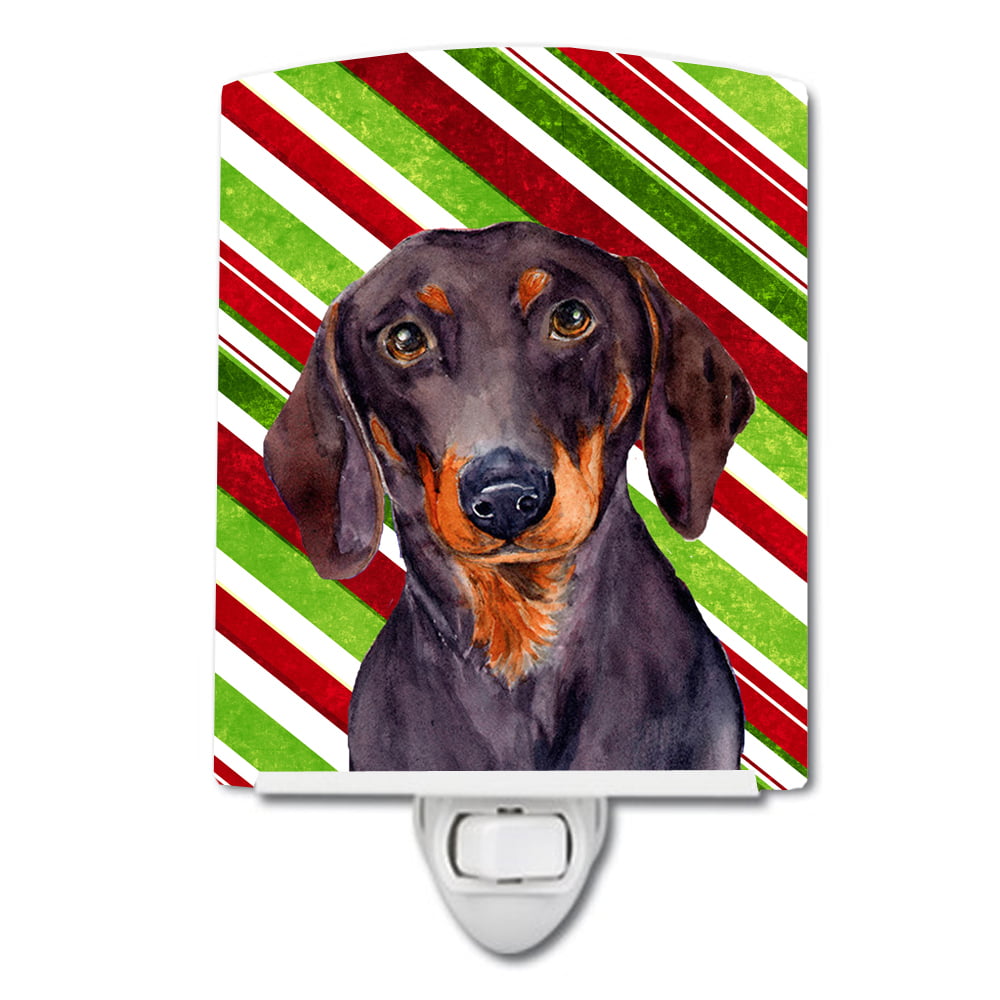 Dachshund Candy Cane Holiday Christmas Ceramic Night Light