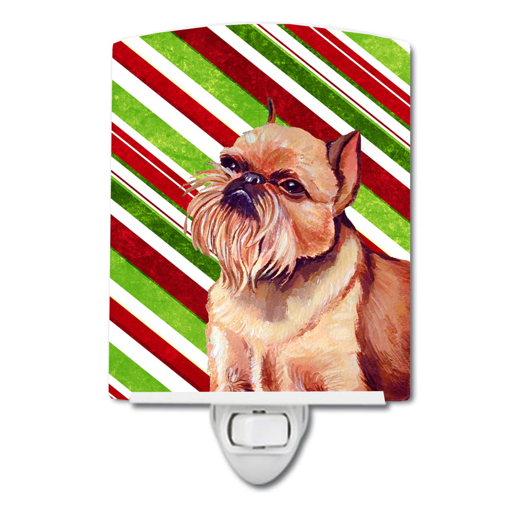 Brussels Griffon Candy Cane Holiday Christmas Ceramic Night Light