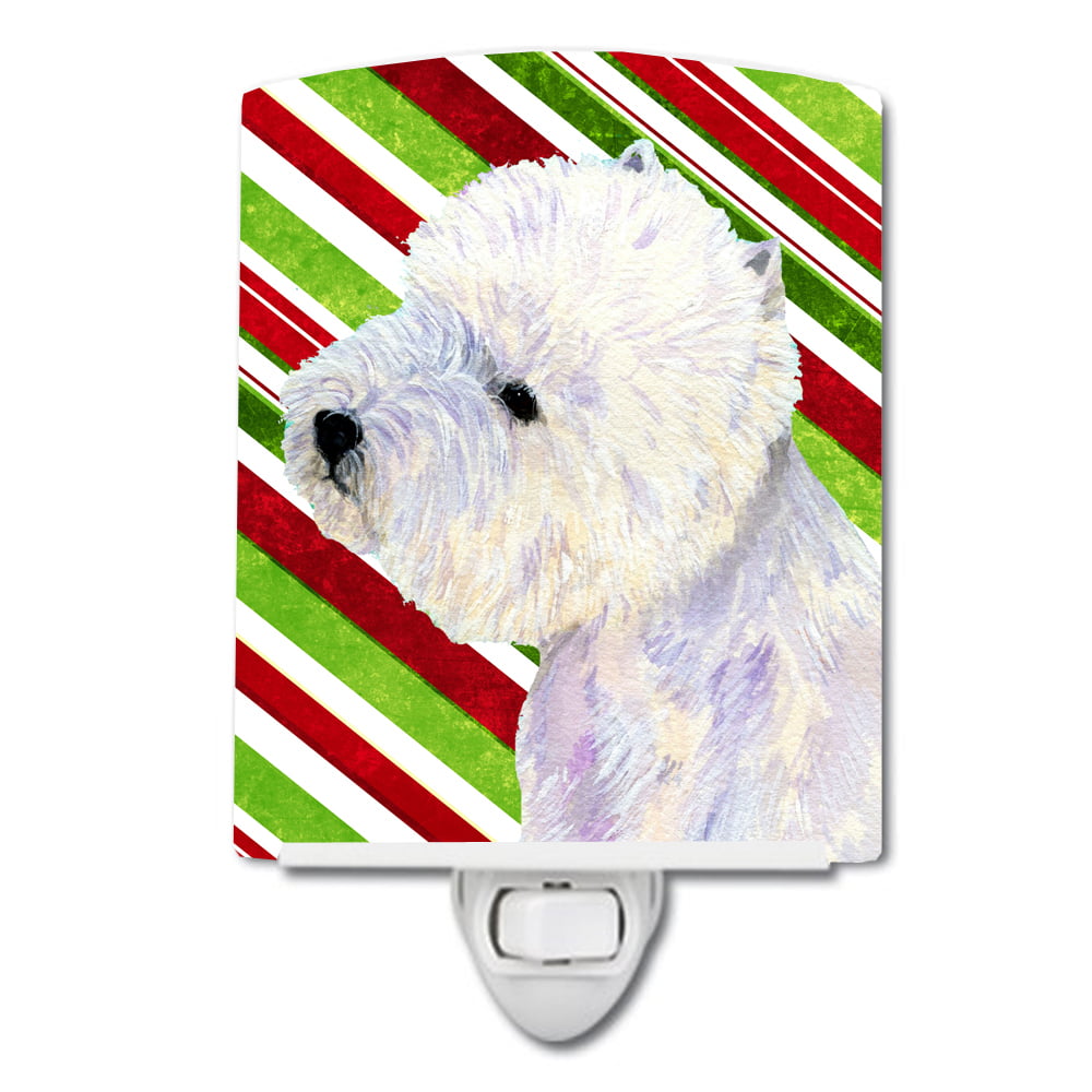 Westie Candy Cane Holiday Christmas Ceramic Night Light