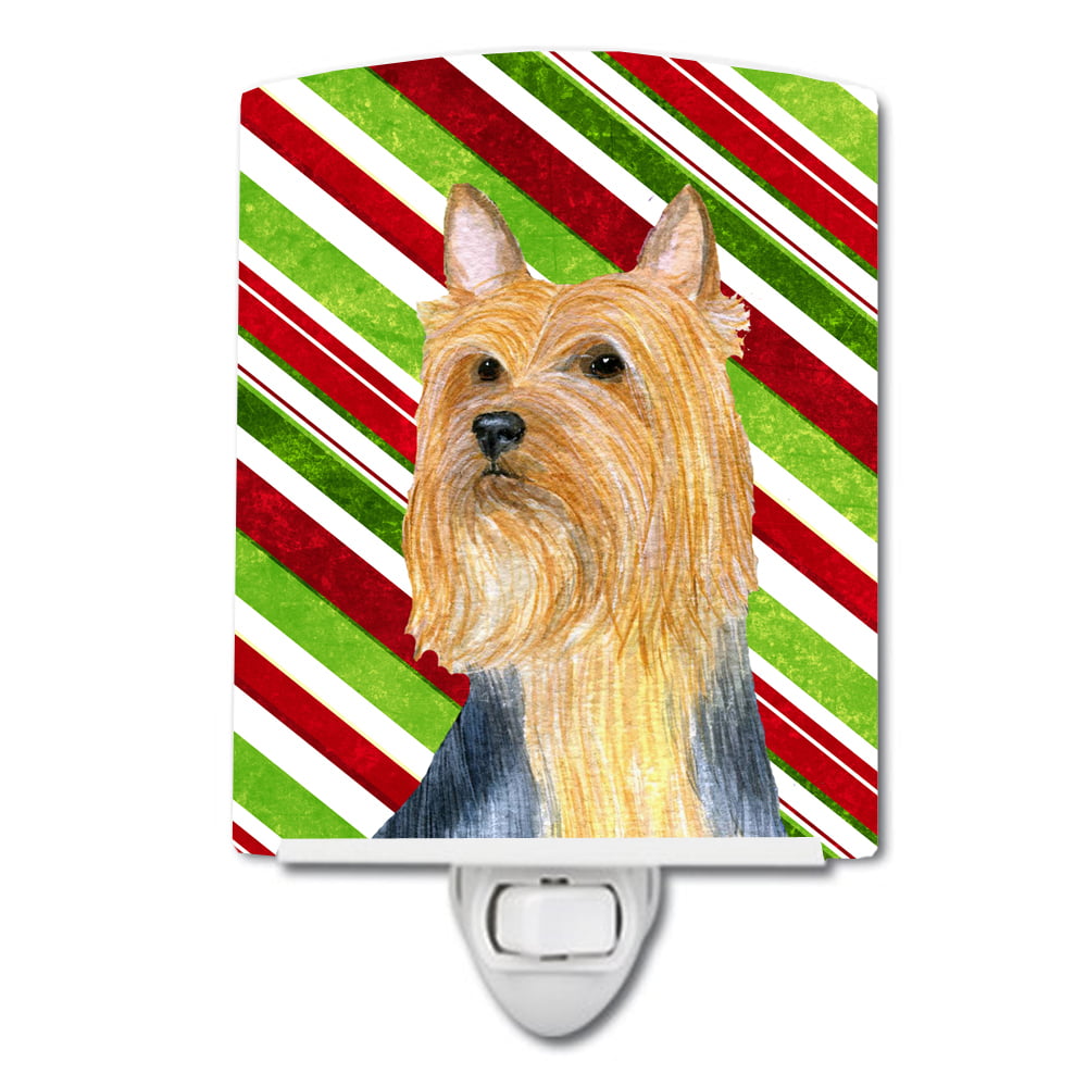 Silky Terrier Candy Cane Holiday Christmas Ceramic Night Light