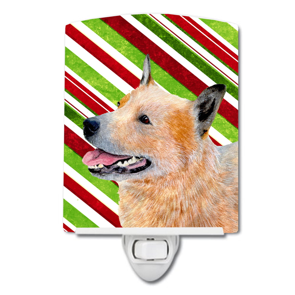 Australian Cattle Dog Candy Cane Holiday Christmas Ceramic Night Light