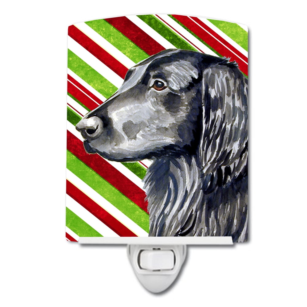 Flat Coated Retriever Candy Cane Holiday Christmas Ceramic Night Light