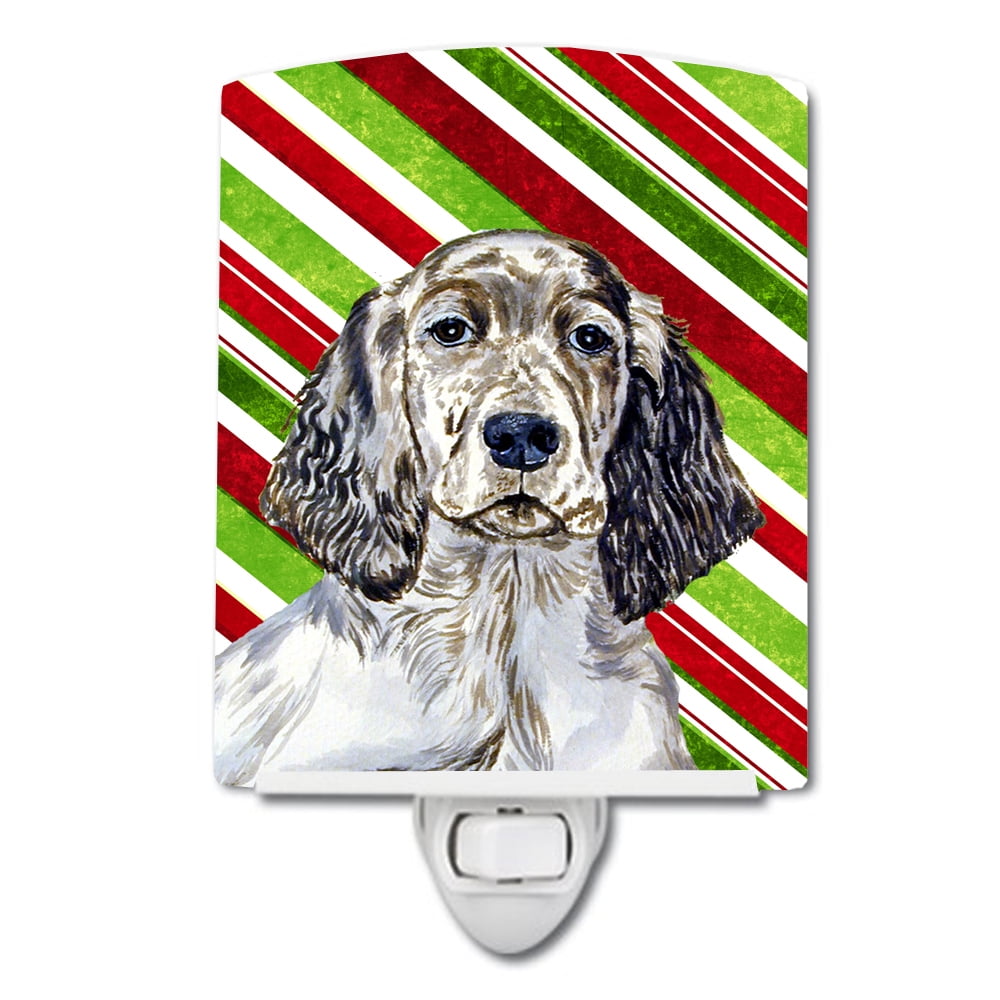 English Setter Candy Cane Holiday Christmas Ceramic Night Light