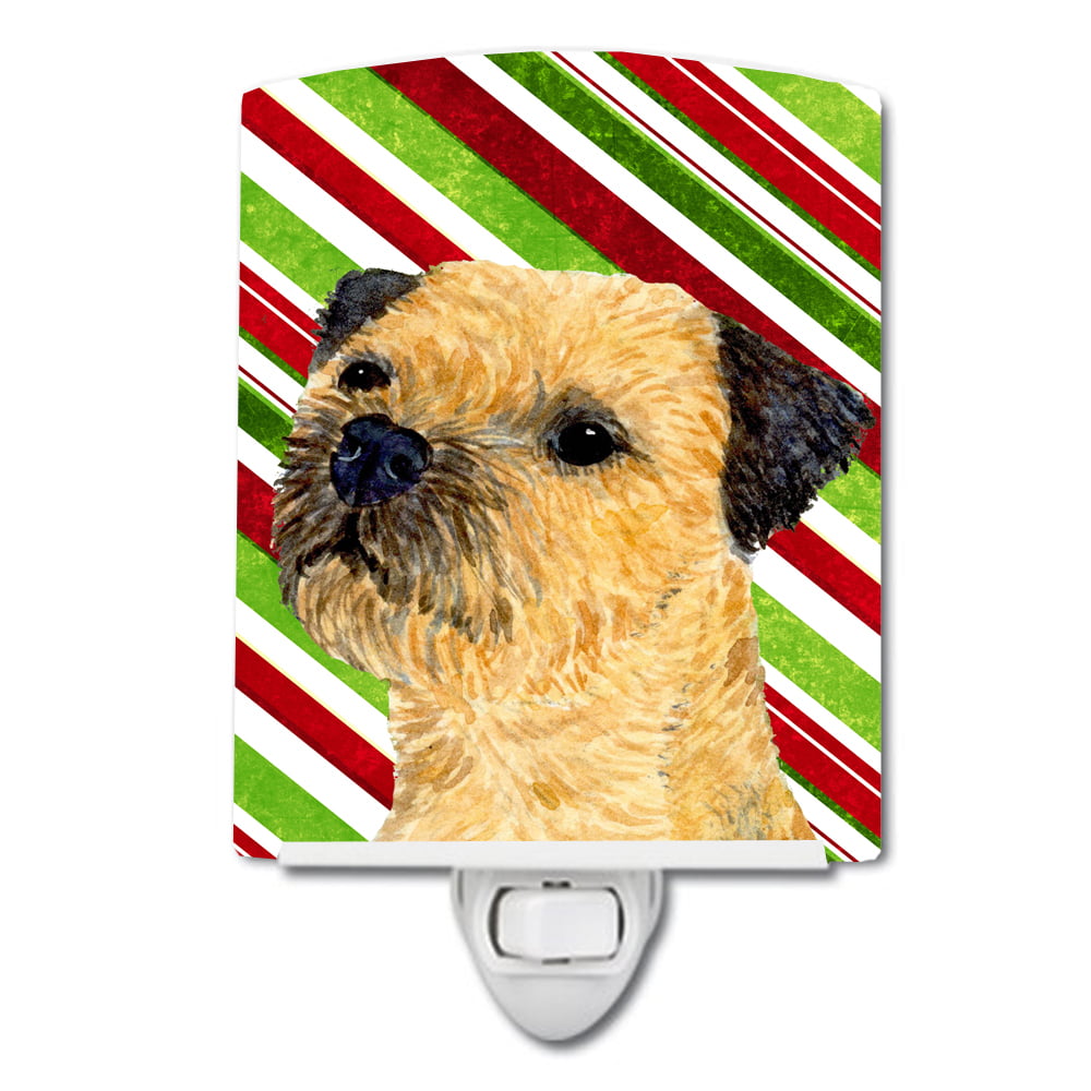 Border Terrier Candy Cane Holiday Christmas Ceramic Night Light