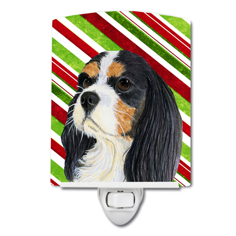Cavalier Spaniel Candy Cane Holiday Christmas Ceramic Night Light