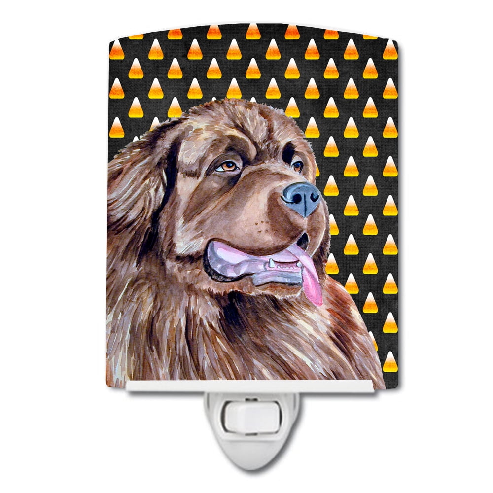 Newfoundland Candy Corn Halloween Portrait Ceramic Night Light