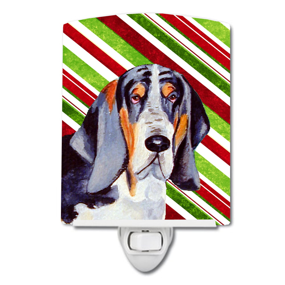 Basset Hound Candy Cane Holiday Christmas Ceramic Night Light