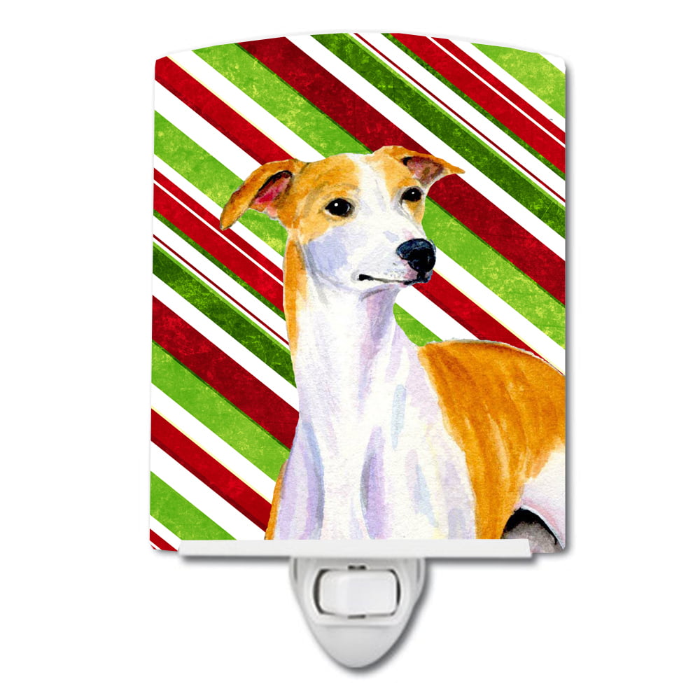Whippet Candy Cane Holiday Christmas Ceramic Night Light