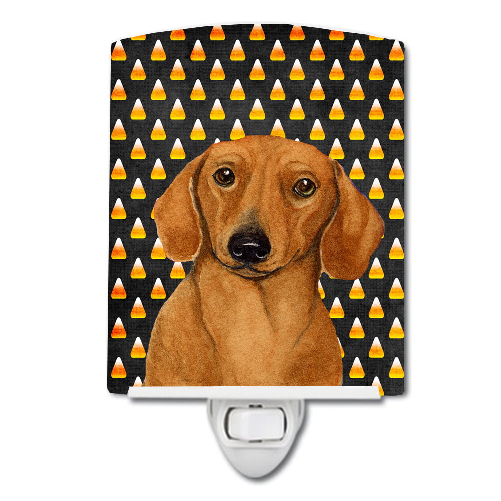 Dachshund Candy Corn Halloween Portrait Ceramic Night Light