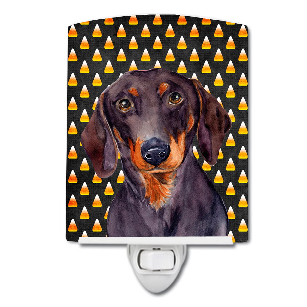 Dachshund Candy Corn Halloween Portrait Ceramic Night Light