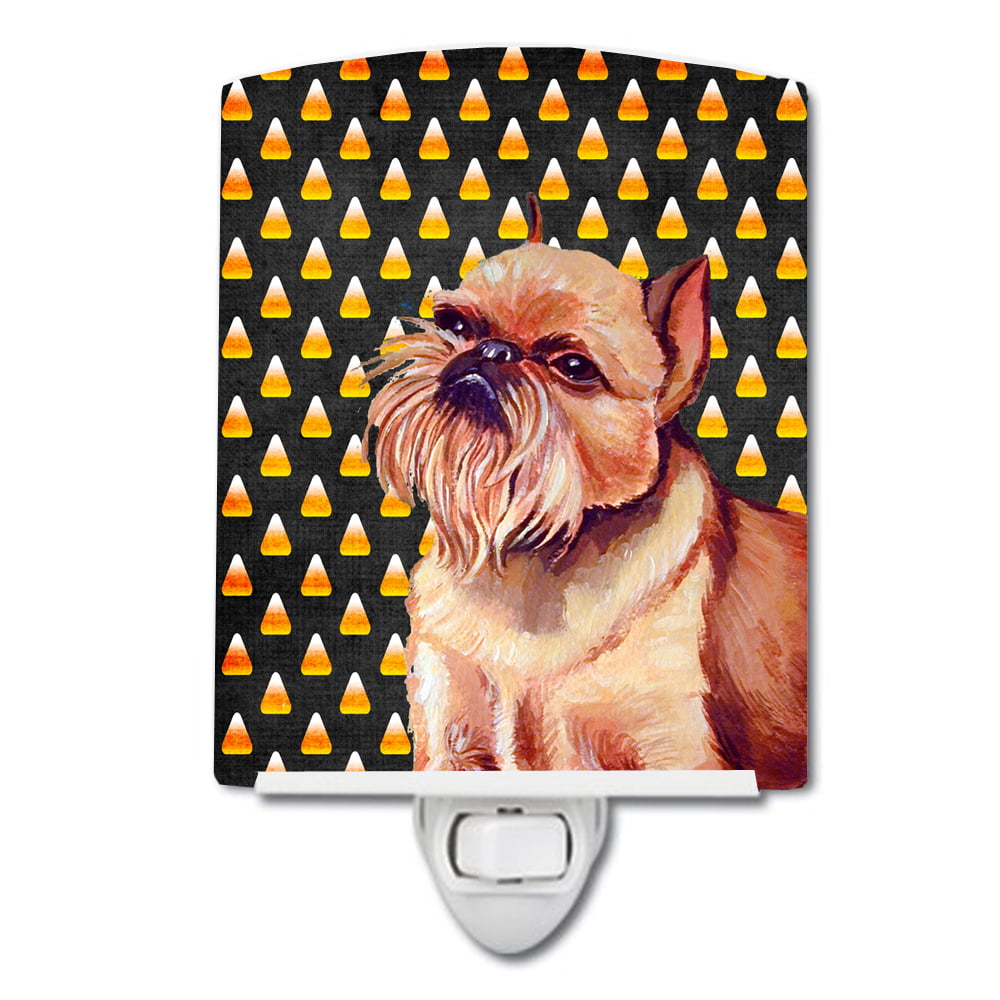 Brussels Griffon Candy Corn Halloween Portrait Ceramic Night Light