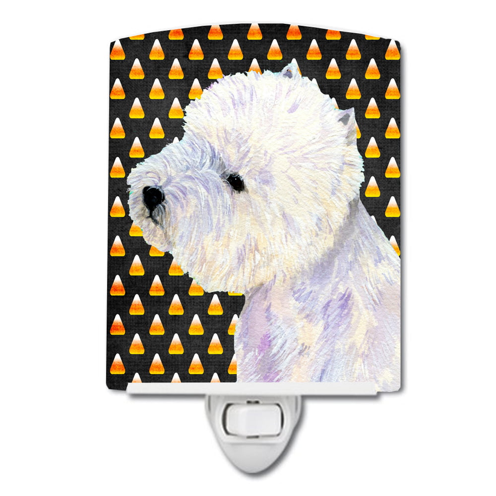 Westie Candy Corn Halloween Portrait Ceramic Night Light