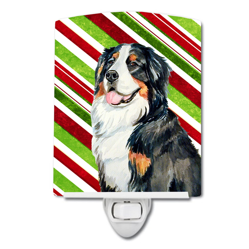 Bernese Mountain Dog Candy Cane Holiday Christmas Ceramic Night Light
