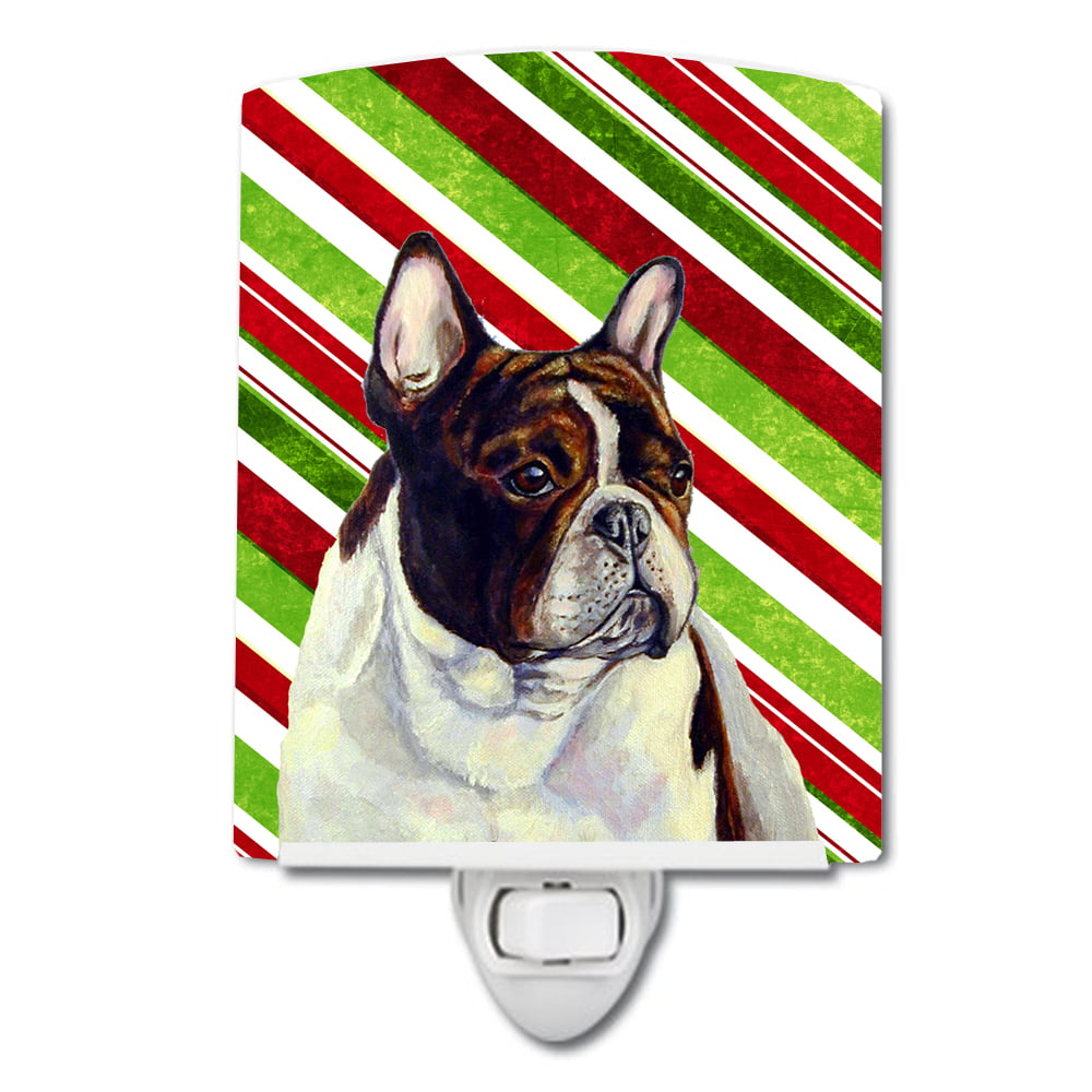 French Bulldog Candy Cane Holiday Christmas Ceramic Night Light