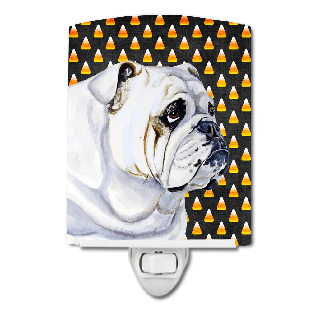 Bulldog English Candy Corn Halloween Portrait Ceramic Night Light