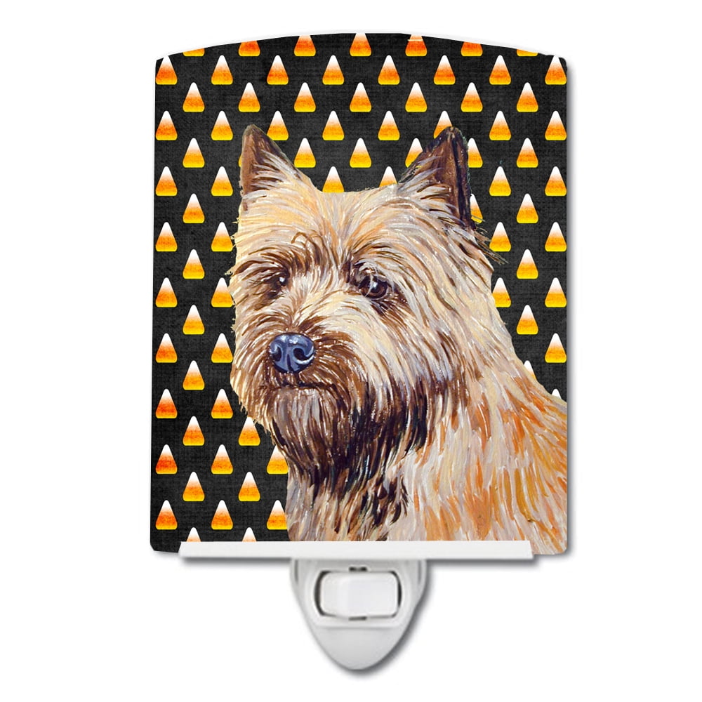 Cairn Terrier Candy Corn Halloween Portrait Ceramic Night Light