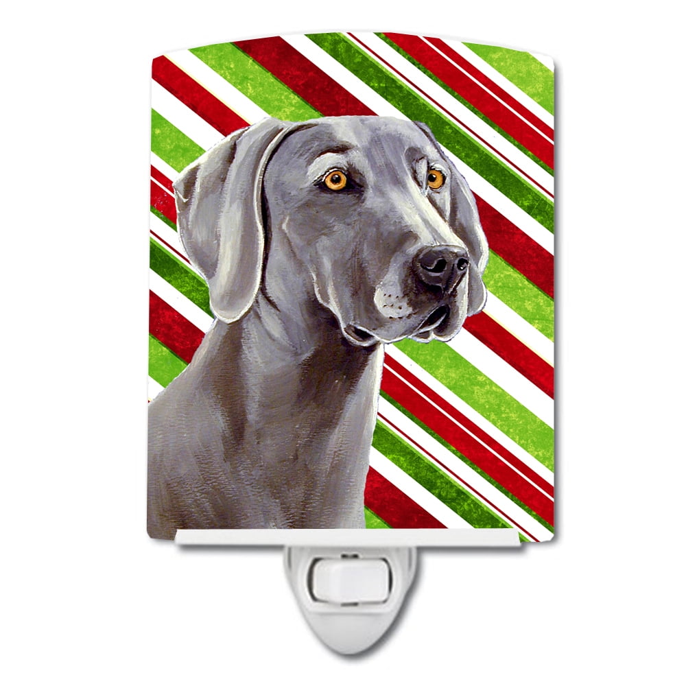 Weimaraner Candy Cane Holiday Christmas Ceramic Night Light
