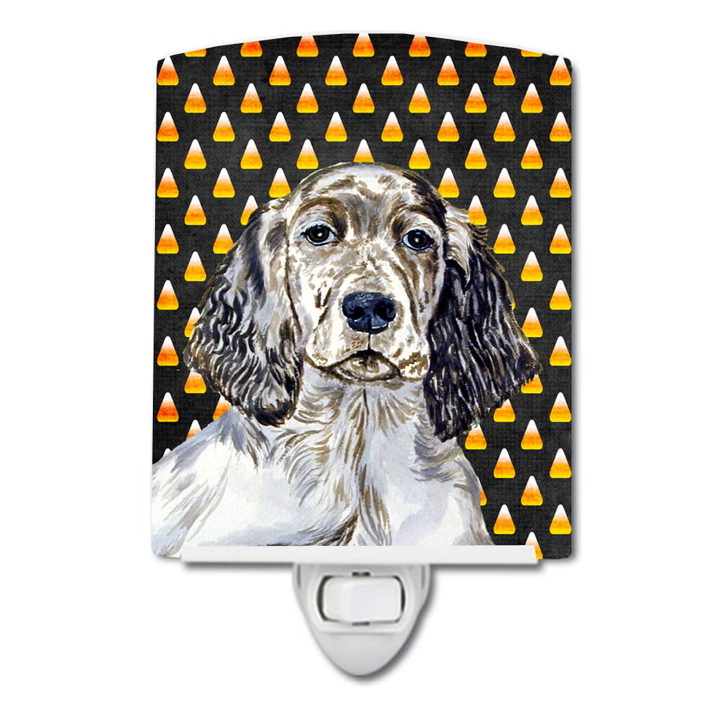 English Setter Candy Corn Halloween Portrait Ceramic Night Light